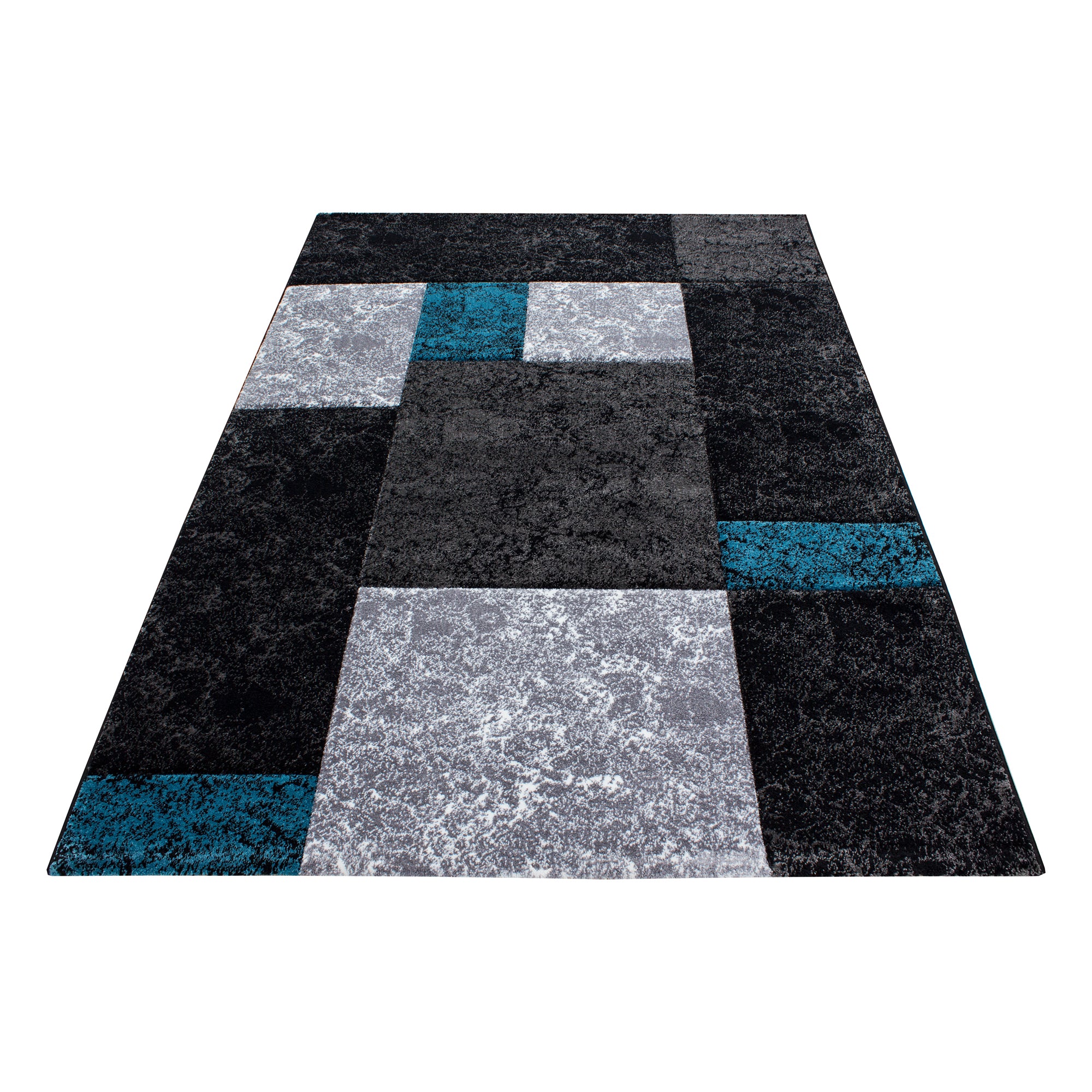 Designer living room rug short pile modern checkered design soft contour cut