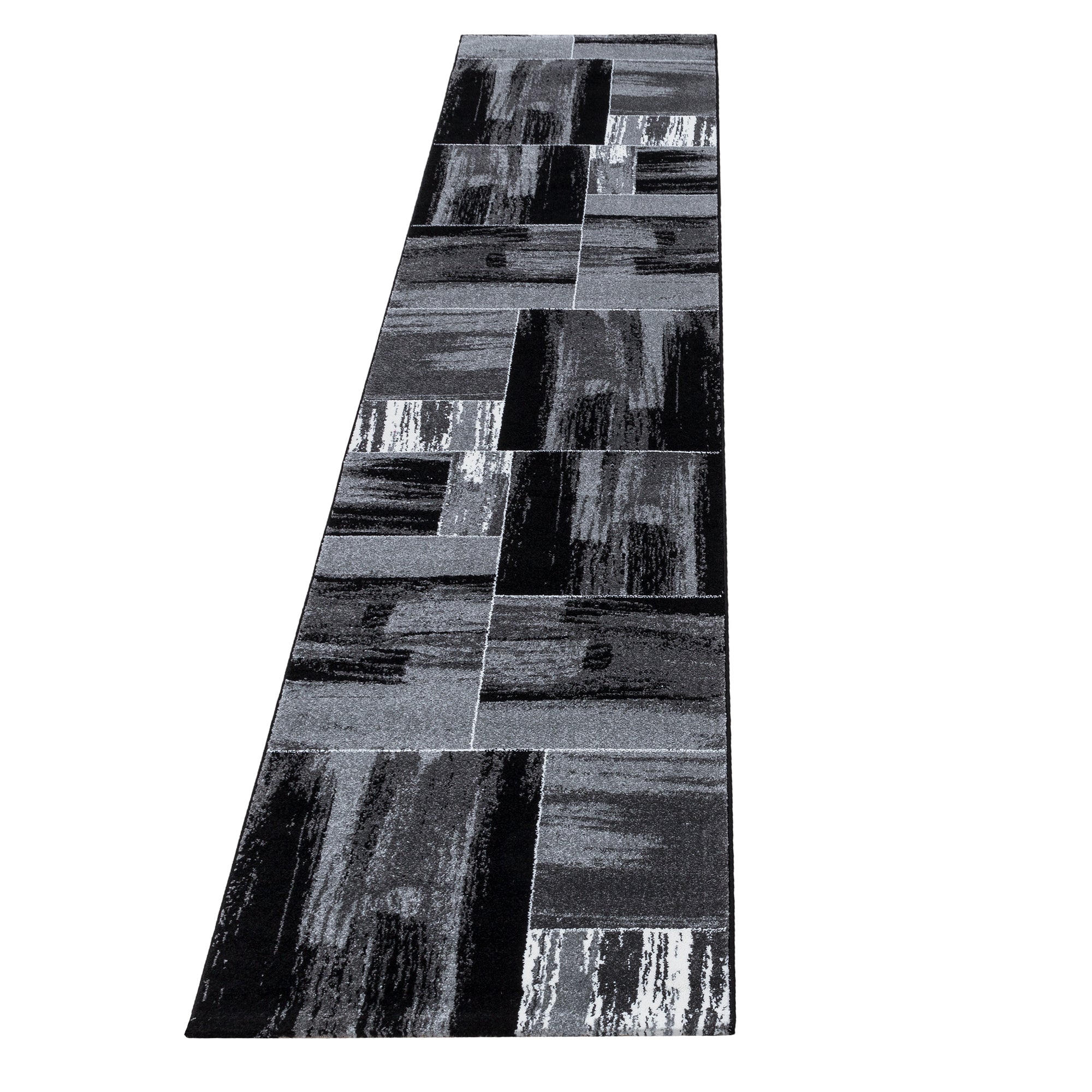 Ensemble de tapis à poils ras, bordure de lit, carrelage, design gris noir chiné