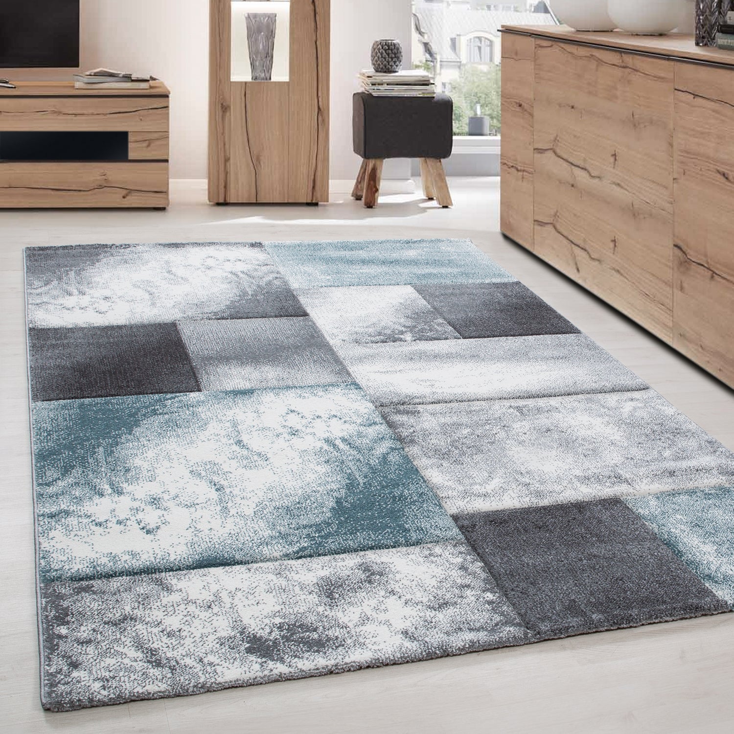 Designer Wohnzimmer Teppich Modern Design handgearbeiteter Konturenschnitt