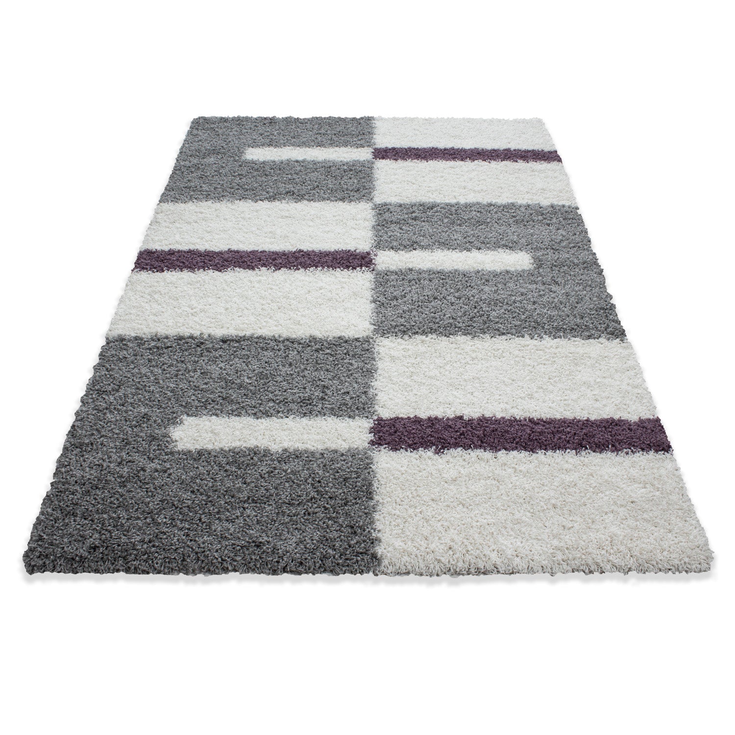 Tapis Shaggy de styliste, Design moderne à carreaux, pour salon