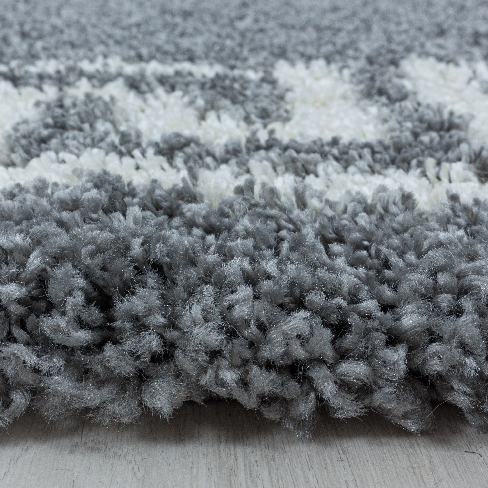 Designer Hochflor Teppich Wohnzimmer Mäander-Design Langflor Shaggy Teppich