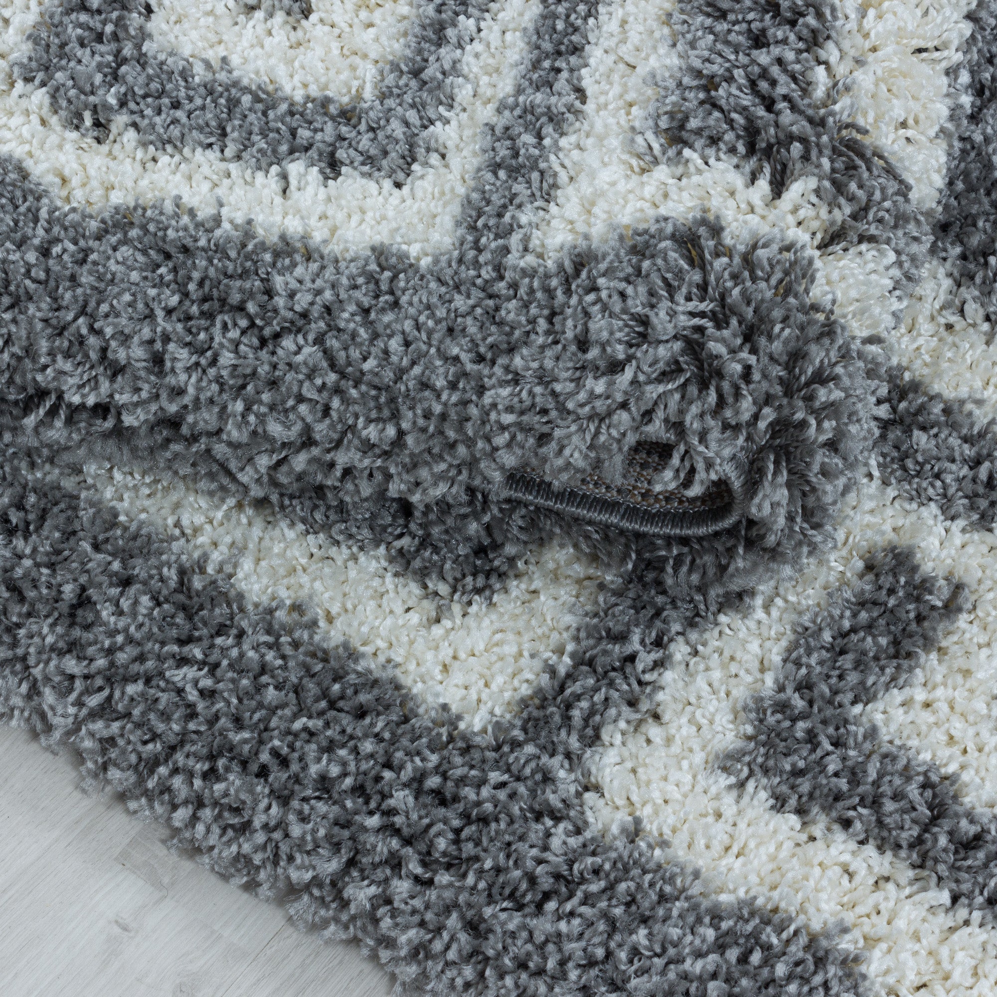 Designer Hochflor Teppich Wohnzimmer Mäander-Design Langflor Shaggy Teppich