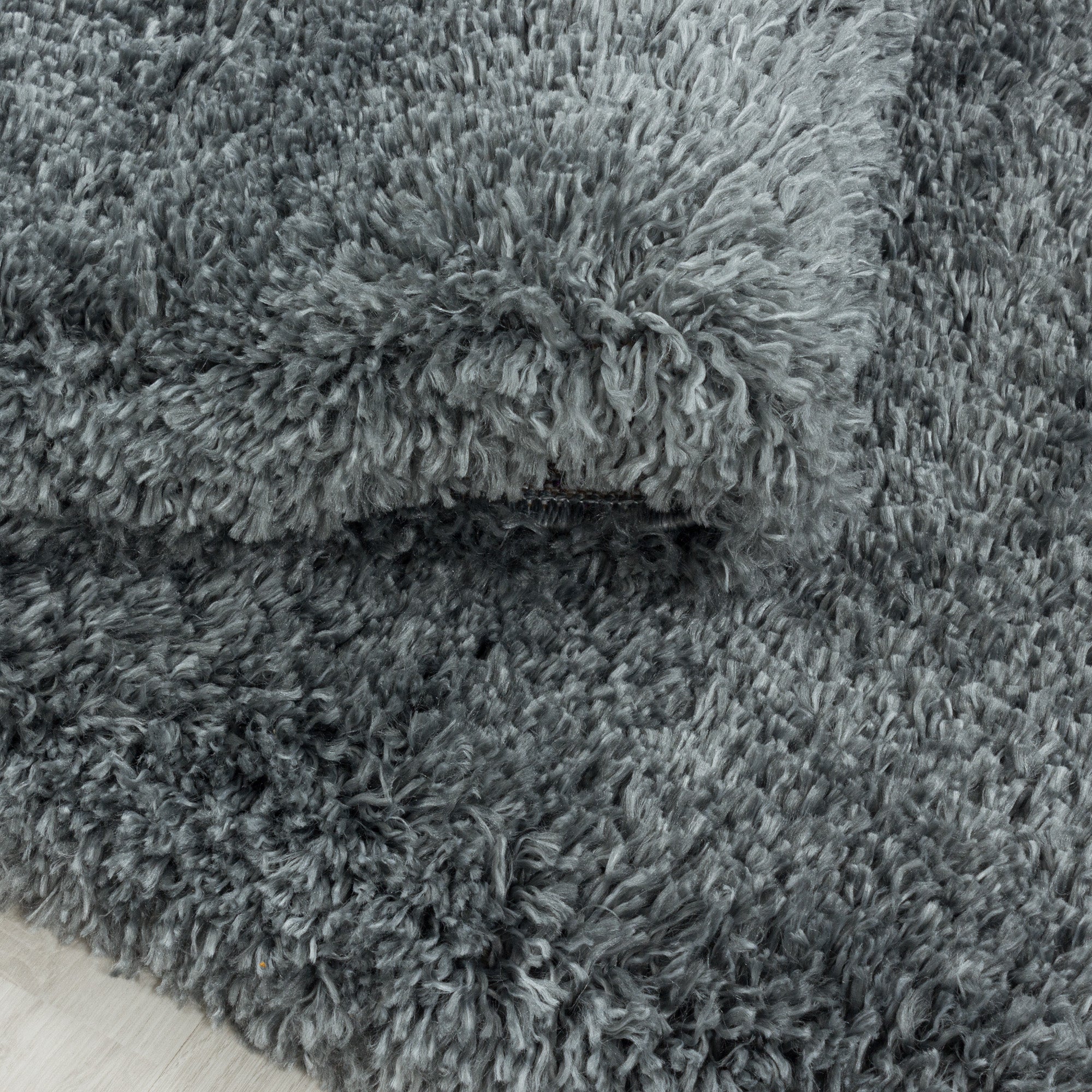 Tapis de salon Shaggy moderne à poils longs, uni, aspect fourrure douce