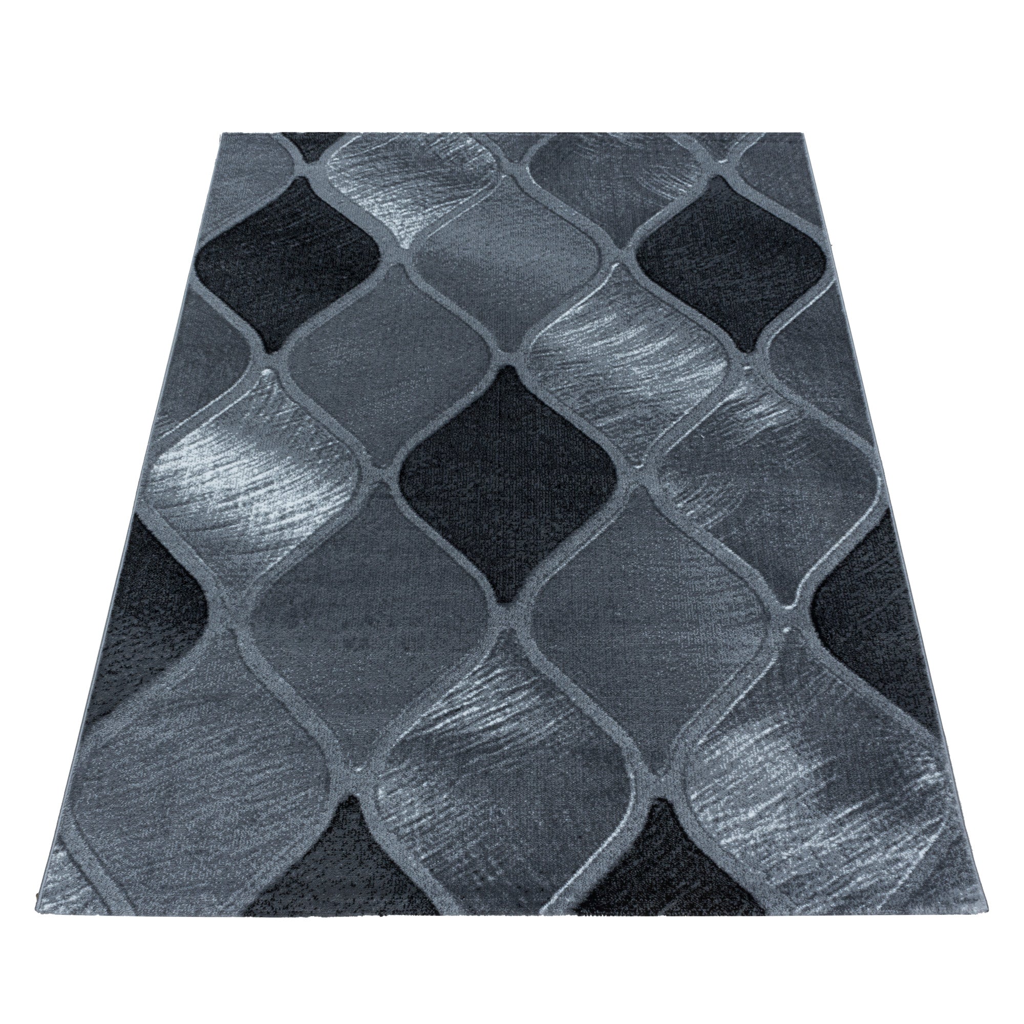 Kurzflor Teppich Geometrisch Design Teppich Schwarz Modern  Teppich Wohnzimmer