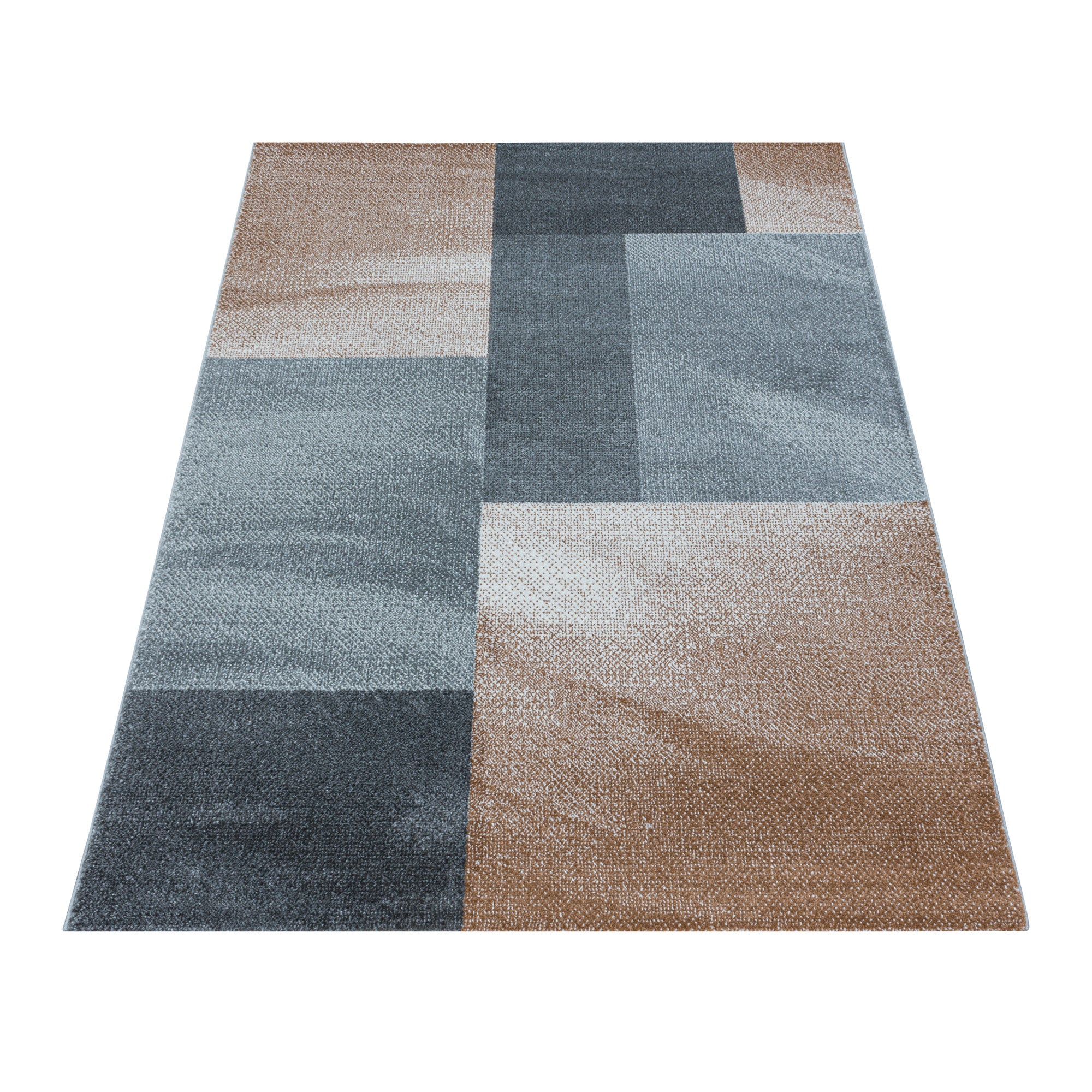 Designer Short Pile Rug Abstract Checked Design Modern Carpet Living Room