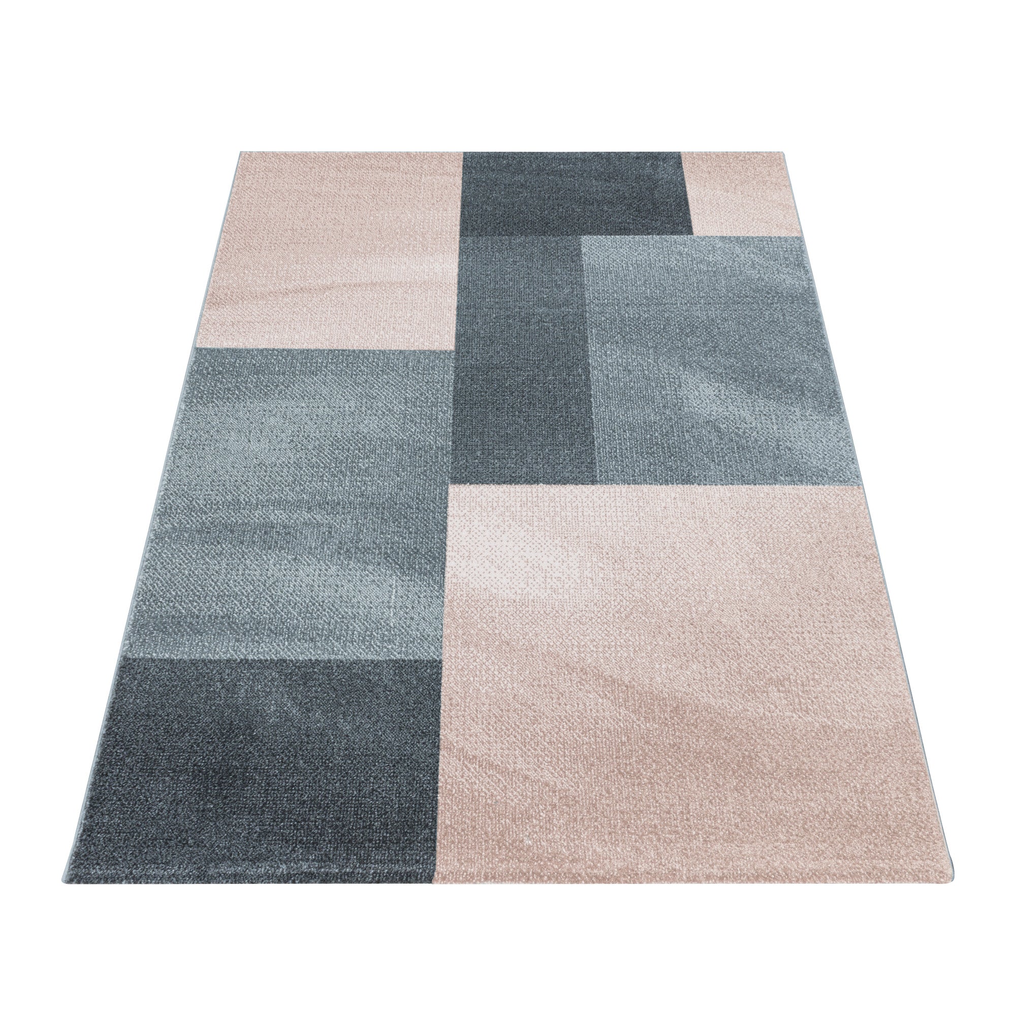 Designer Short Pile Rug Abstract Checked Design Modern Carpet Living Room