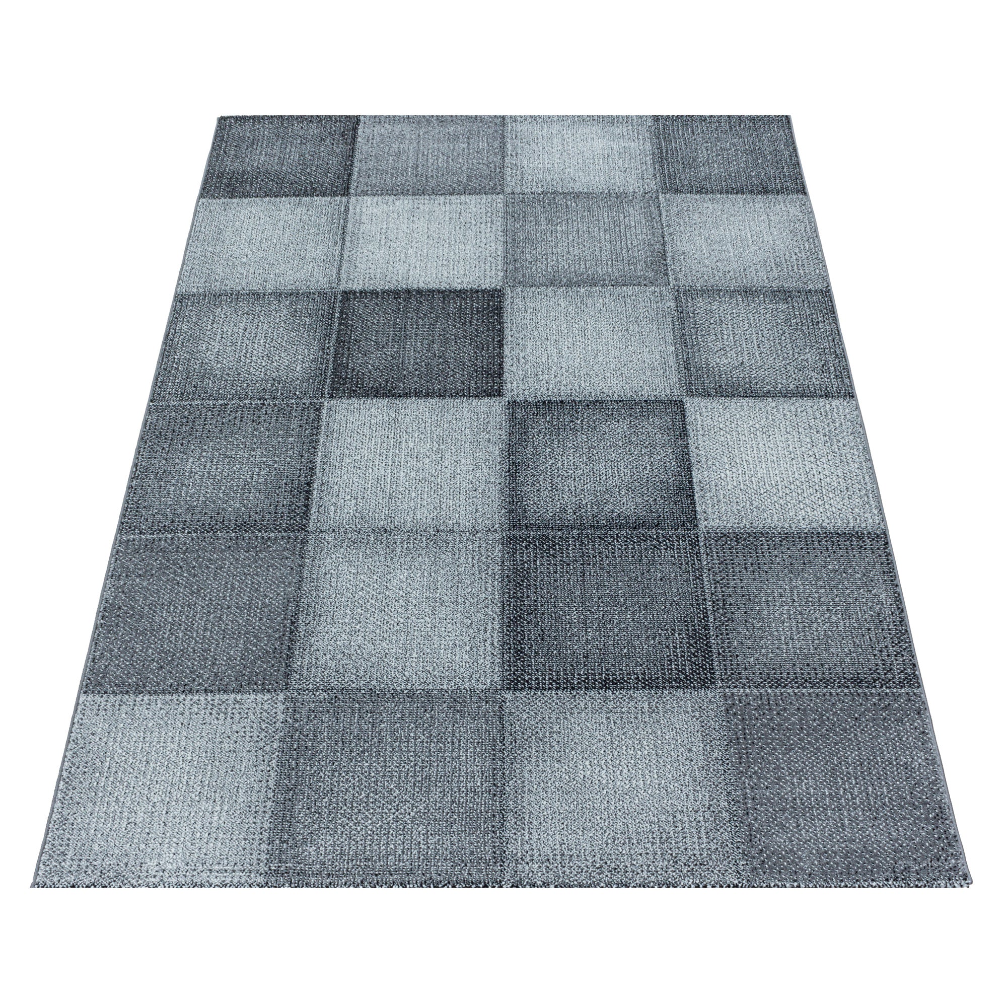 Modern Designer Living Room Rug Soft Short Pile Checked Design Robust