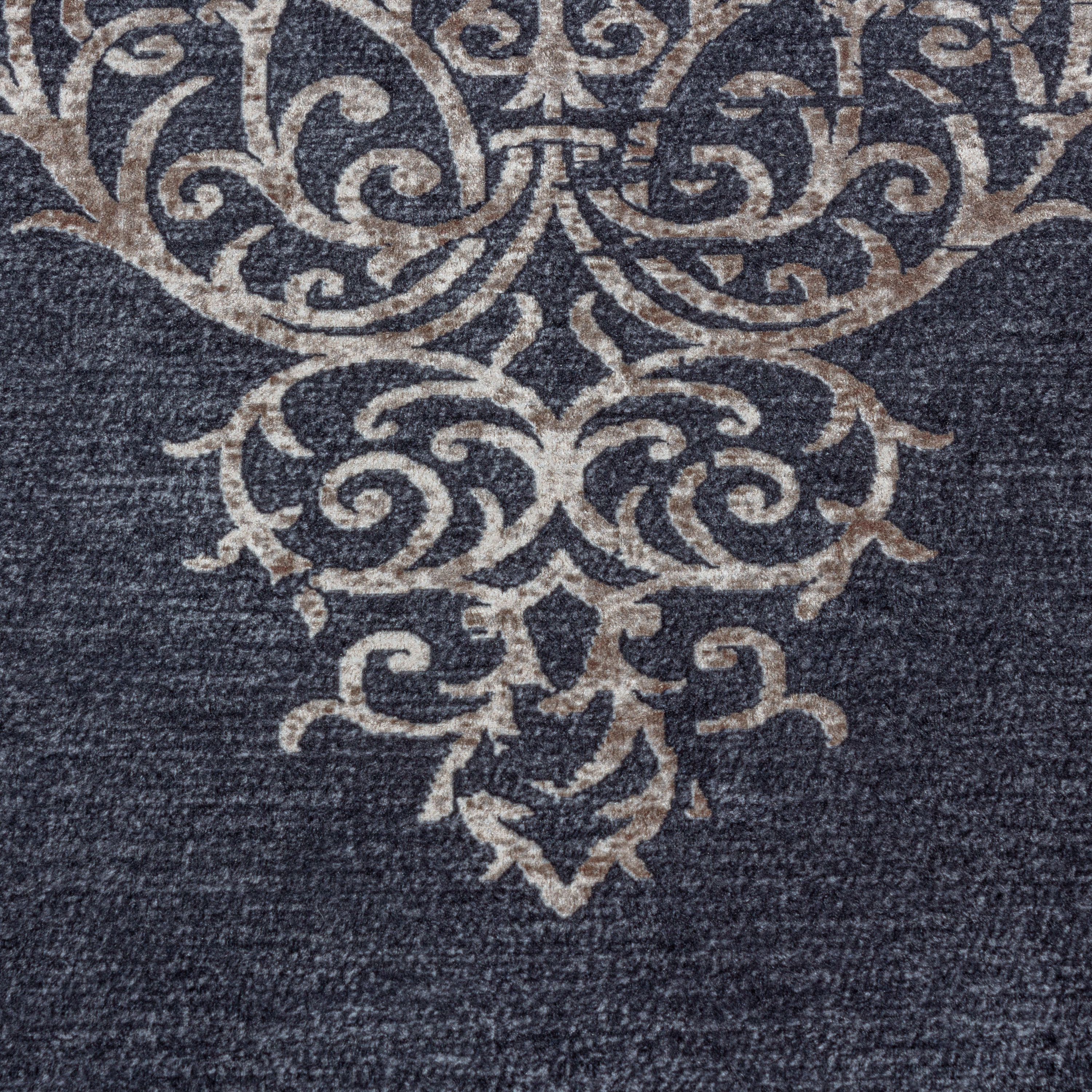 Washable carpet living room flat weave robust baroque design non-slip