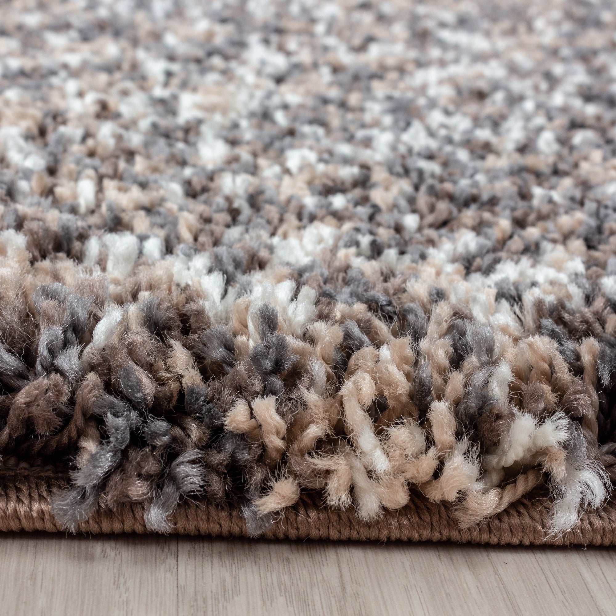 Shaggy runner set carpet bed border rugs multicolored taupe beige mottled