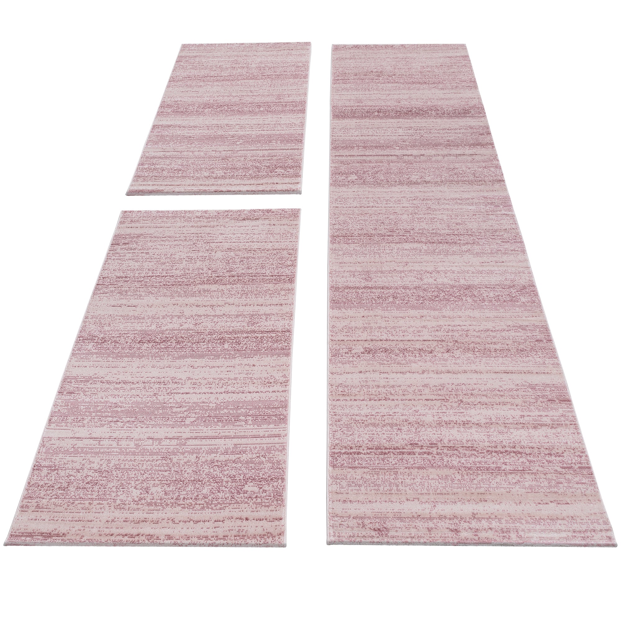 Short pile runner set carpet bed border bedroom runner plain pink 