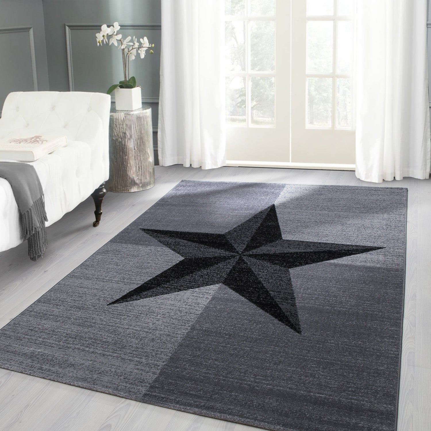 Modern short pile carpet living room checkered star design soft easy to care for