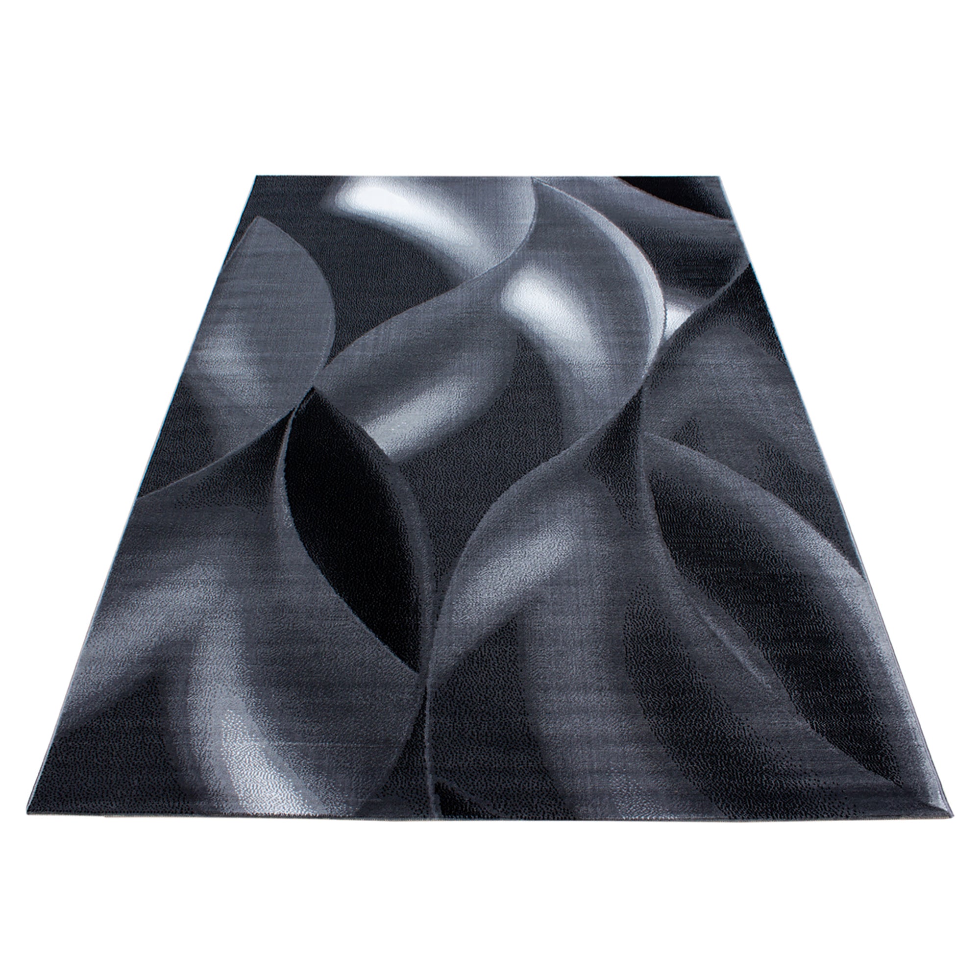 Modern short pile rug for living room, abstract wave design, easy to care for